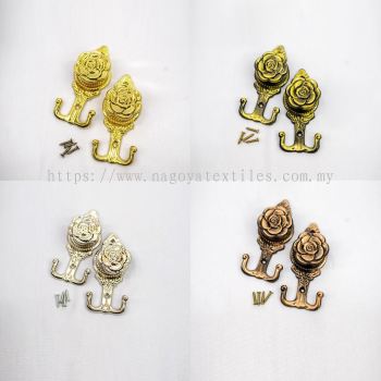  Curtain Tie Back Hook Rose Design (Per Pair)