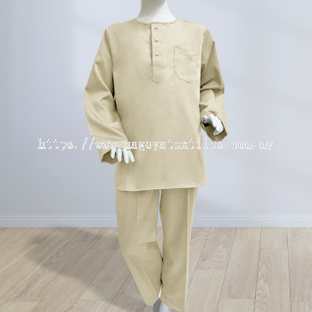 Baju Melayu Kurta Sepasang  Untuk Kanak Kanak Cotton Tetra (KKP) Beige