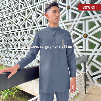 Baju Melayu Kurta Slim Fit Nagoya Sepasang (BKS) Blue Grey