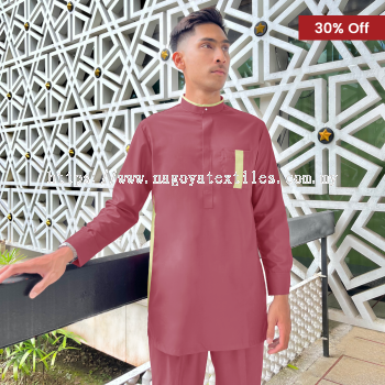 Baju Melayu Kurta Slim Fit Nagoya Sepasang (BKS) Dusty Pink