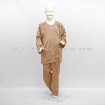 Baju Melayu Moden Teluk Belanga Sepasang Untuk Kanak-Kanak (TBKP) Light Brown