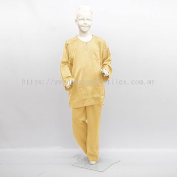 Baju Melayu Moden Teluk Belanga Sepasang Untuk Kanak-Kanak (TBKP) Light yellow