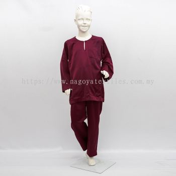 Baju Melayu Moden Teluk Belanga Sepasang Untuk Kanak-Kanak (TBKP) Maroon