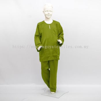 Baju Melayu Moden Teluk Belanga Sepasang Untuk Kanak-Kanak (TBKP) Olive Green