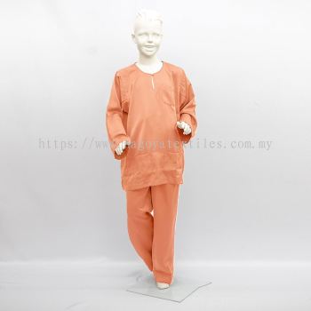 Baju Melayu Moden Teluk Belanga Sepasang Untuk Kanak-Kanak (TBKP) Peach