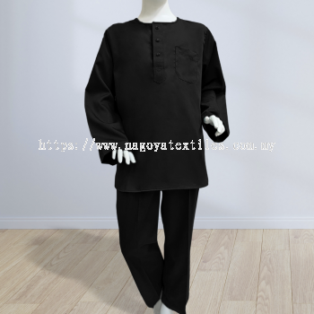 Baju Melayu Kurta Sepasang  Untuk Kanak Kanak Cotton Tetra (KKP) Black