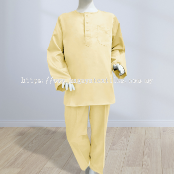 Baju Melayu Kurta Sepasang  Untuk Kanak Kanak Cotton Tetra (KKP) Cream