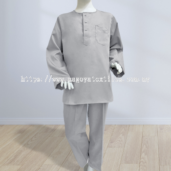 Baju Melayu Kurta Sepasang  Untuk Kanak Kanak Cotton Tetra (KKP) Light Grey