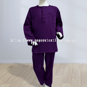 Baju Melayu Kurta Sepasang  Untuk Kanak Kanak Cotton Tetra (KKP) Royal Purple