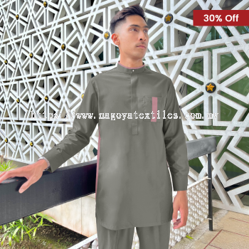 Baju Melayu Kurta Slim Fit Nagoya Sepasang (BKS) Grey 