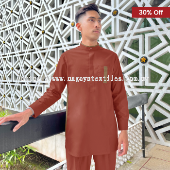 Baju Melayu Kurta Slim Fit Nagoya Sepasang (BKS) Brick