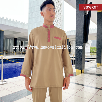 Baju Melayu Kurta Nagoya Sepasang (CK) Brown Pink