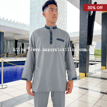 Baju Melayu Kurta Nagoya Sepasang (CK) Light Grey