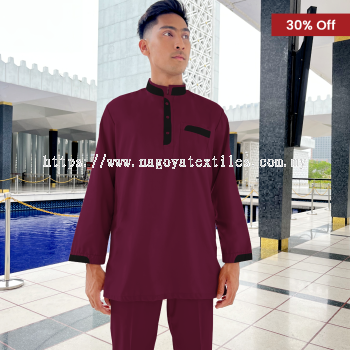 Baju Melayu Kurta Nagoya Sepasang (CK) Maroon