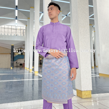 Baju Melayu Cekak Musang Cotton Slim Fit Sepasang (CSP) Lavender