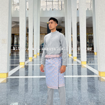 Baju Melayu Cekak Musang Cotton Slim Fit Sepasang (CSP) Light Grey