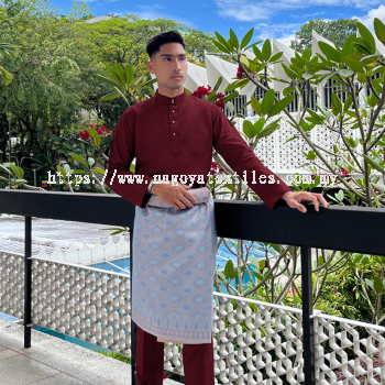 Baju Melayu Cekak Musang Cotton Slim Fit Sepasang (CSP) Maroon