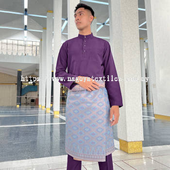 Baju Melayu Cekak Musang Cotton Slim Fit Sepasang (CSP) Purple