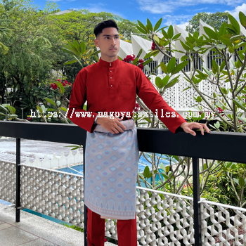 Baju Melayu Cekak Musang Cotton Slim Fit Sepasang (CSP) Red