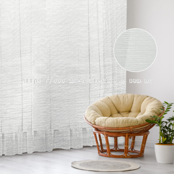 White Sheer Day Curtain Horizontal Line Texture 58"