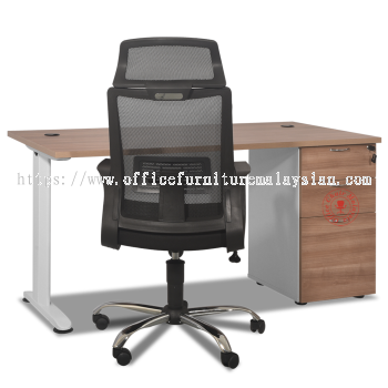 MJD Standard Office Table c/w 2D1F [Promo Set with High Back Chair]