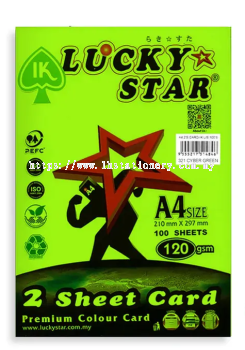 Lucky Star 2 Sheet Card A4 120gsm 100 Sheet Fluorescent Colour 