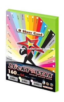 Lucky Star 3 Sheet Card A4 160gsm 100 Sheets Fluorescent Colour 