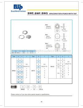 BWE.BWF.BWG Spacers for a punch with TAP