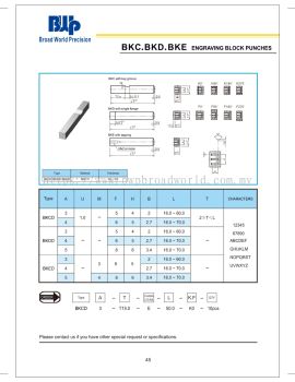 BKC.BKD.BKE Engraving Block Punches