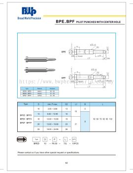 BPE.BPF Pilot Punches with center hole