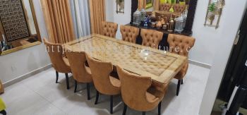TEMPERED GLASS DINING SET 8CHAIR