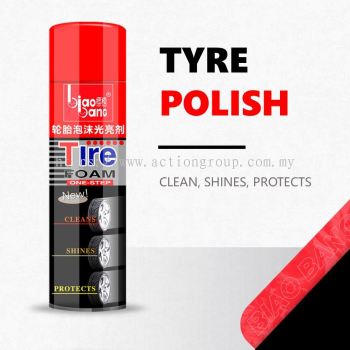 BiaoBang Tire Polish (620ml) B-1891/Tyre Polish/Foam Spray/Brightener Foam/Cleans/Shines/Protects