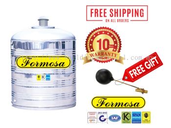 Formosa Stainless Steel (SUS-316) HS Series Water Tank Vertical Flat Bottom Without Stand (FREE Brass Float Valve)
