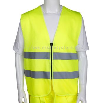 004GW- 2 LINE REFLECTIVE WITH ZIP  SAFETY VEST