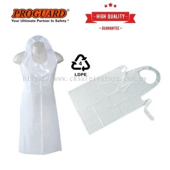 Economic Disposable Waterproof Plastic LDPE White Apron (100 Pieces/Pack) | PG CPDA-LDPE-W 