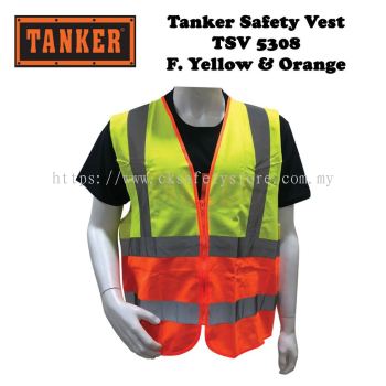 TANKER SAFETY VEST | FLUORESCENT YELLOW/ ORANGE TSV5308 (FREE SIZE)