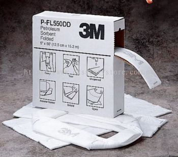 3M Oil and Chemical Sorbent Folded (P-FLD550DD & C-FL550DD) 127 mm x 15.2 m, 3 ea/Case