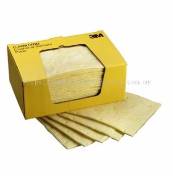 3M Chemical Sorbent Pad C-PD914DD, High Capacity, 9 in x 14 in, 25 Pads/Box, 6 Box/Case