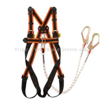 PROGUARD Full Body Harness 3 D-ring   Double Kernmantle Lanyard Set | PFP-FBH-118-SET-LYKM