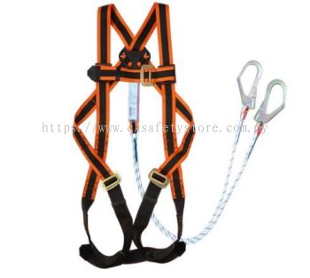 PROGUARD Full Body Harness Lite 1 D-ring   Double Kernmantle Lanyard Set | PFP-FBH-108-LITE-SITE-LYKM