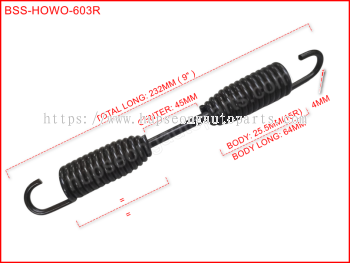 HOWO REAR BRAKE SHOE SPRING DOUBLE #60=DOUBLEFLEXITL232MM (BSS-HOWO-603R)