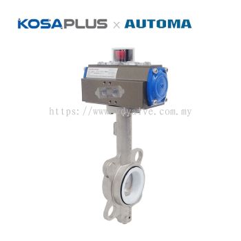 KOSAPLUS AD/RD Series Pneumatic Actuator with AUTOMA ACS Series Butterfly Valve - Fully SS316 - PTFE Seat