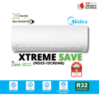 MIDEA RESIDENTIAL XTREME SAVE R32 INVERTER AIR CONDITIONER 1.5HP WALL MOUNTED TYPE (MSXS-13CRDN8) - RAWANG, SELANGOR