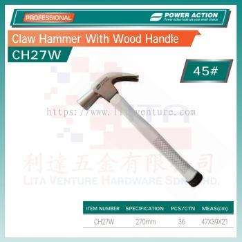 POWER ACTION CLAW HAMMER WITH WOOD HANDLE CH27W