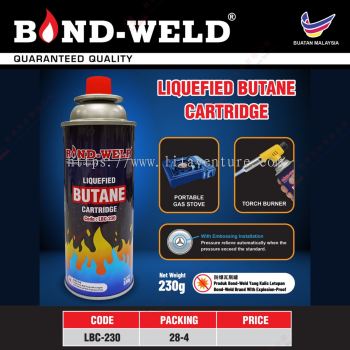 BOND WELD BRAND LIQUEFIED BUTANI CARTRIDGE - LBC230