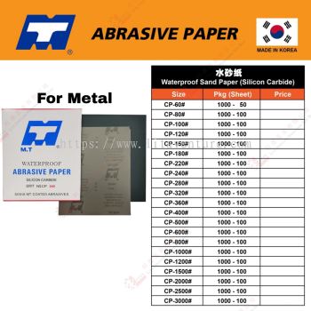 MT BRAND SAND PAPER - CP60 CP80 CP100 CP120 CP150  CP180 ...... CP3000