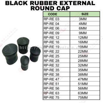 BLACK RUBBER INTERNAL ROUND CAP - RPRE03 RPRE04 RPRE06 RPRE09 ...RPRE75