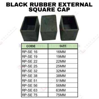 BLACK RUBBER INTERNAL SQUARE CAP - RPSE16 RPSE19 RPSE22 RPSE25 RPSE32 RPSE38 RPSE51 RPSE56 RPSE63 RPSE75