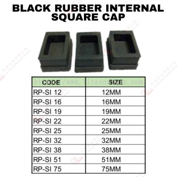 BLACK RUBBER INTERNAL SQUARE CAP - RPSI12 RPSI16 RPSI19 RPSI22 RPSI25 RPSI32 RPSI38 RPSI51 RPSI75