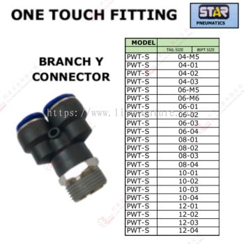 BRANCH Y CONNECTOR - PWTS04M5 PWTS0401 PWTS0402 PTWS0403 PTWS06M5 PTWS06M6 PTWS0601 PTWS0602 PTWS0603 PTWS0604 PTWS0801 PTWS0802 PTWS0803 PTWS0804 PTWS1001 PTWS1002 PTWS1003 PTWS1004 PTWS11201 .PTWS1204